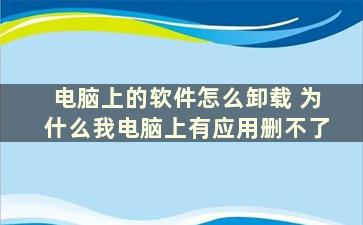 电脑上的软件怎么卸载 为什么我电脑上有应用删不了